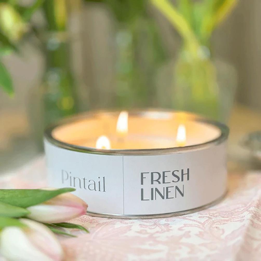 Pintail Candles Fresh Linen Triple Wick Tin Candle Extra Image 3